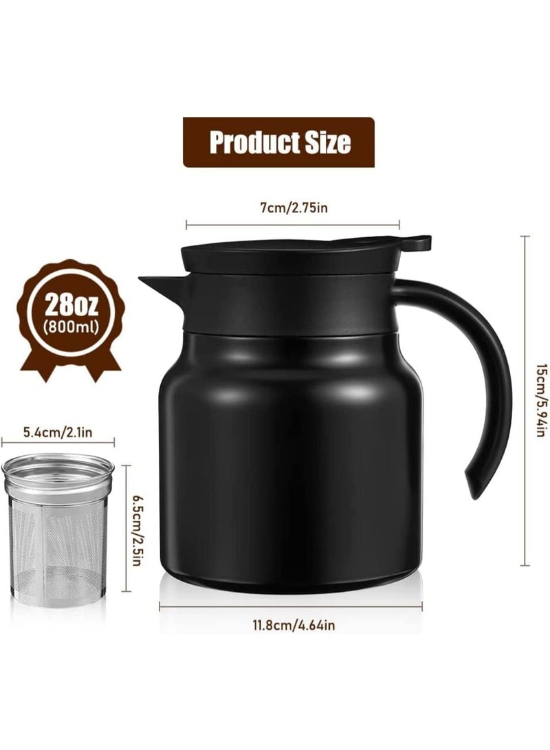 DUNISO Thermal Coffee Carafe,Stainless Steel Insulated Vacuum Thermos,Double Walled Vacuum Jug,with Temperature Display,Long-Lasting Insulation,Drop-Resistant and Durable,for Coffee, Tea, Hot and Cold Drinks,800ML - Image 2